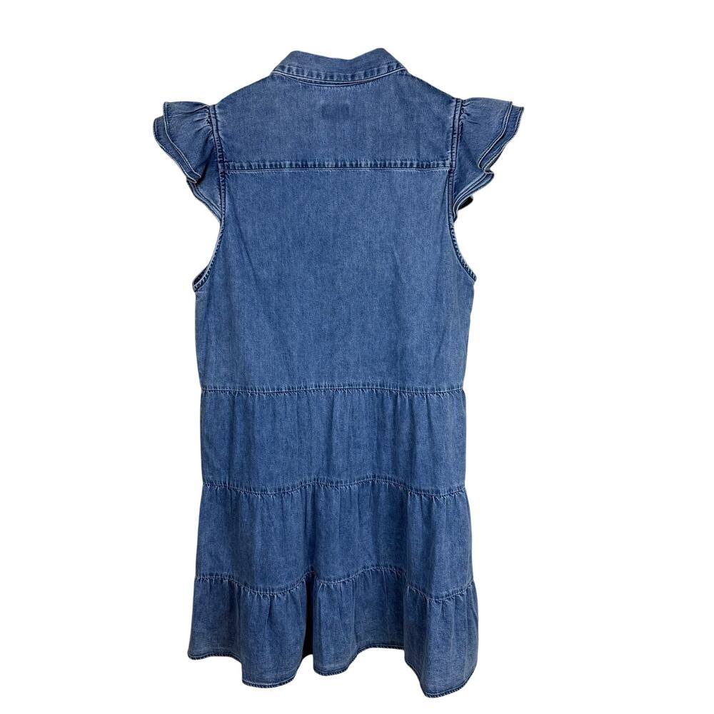 New ALICE + OLIVIA Jem Denim Tiered Mini Shirt Dress in Large - Picture 12 of 13